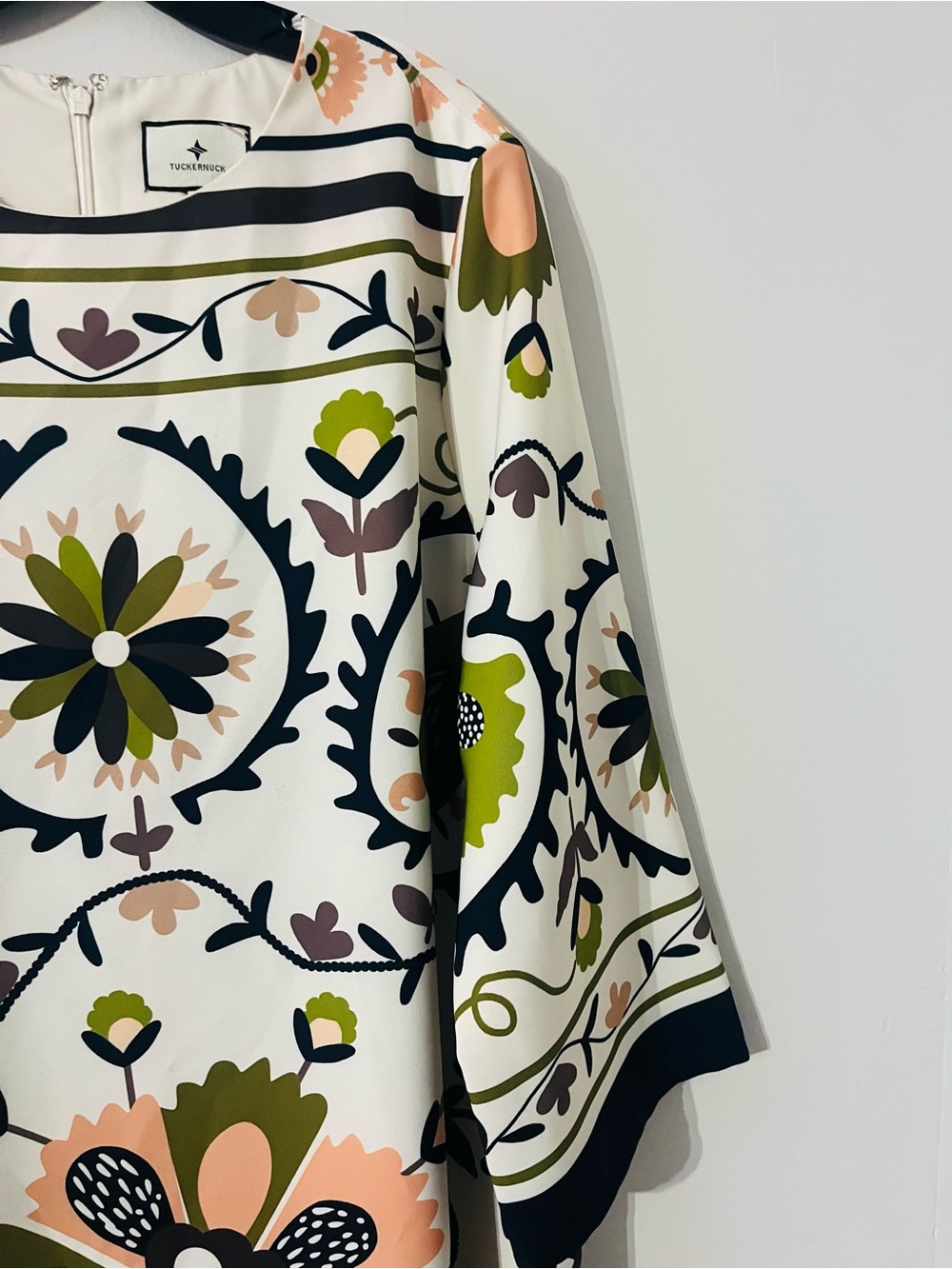 Tuckernuck Sundial Stripe Jamie Dress Floral Suzani Print Midi Shift 3/4 Sz XXL - Picture 7 of 12